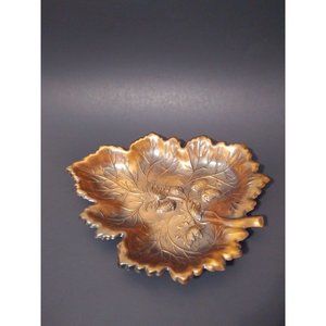 Metal Leaf Design W/Strawberry Details Candy Dish, Multipurpose Use Decor 9"x11"